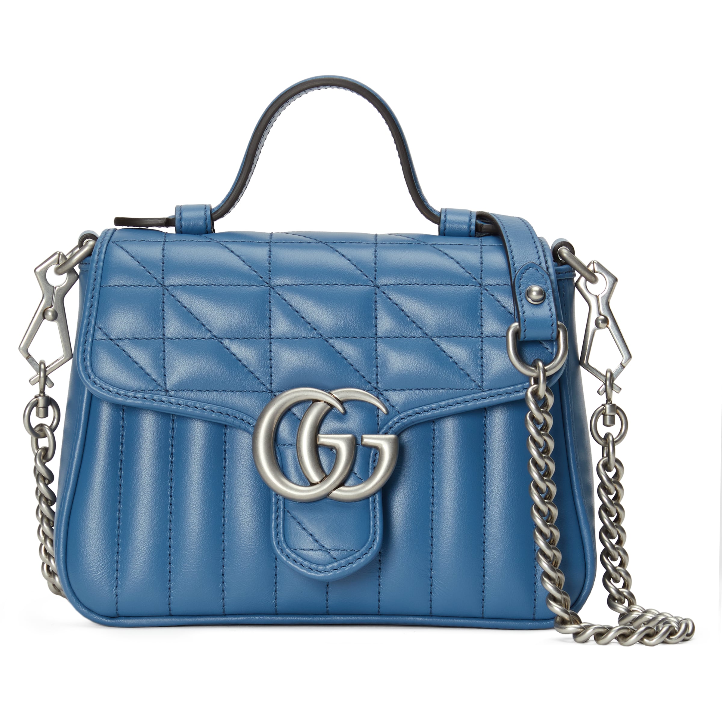 Gucci GG Marmont Mini Top Handle Bag in Blue