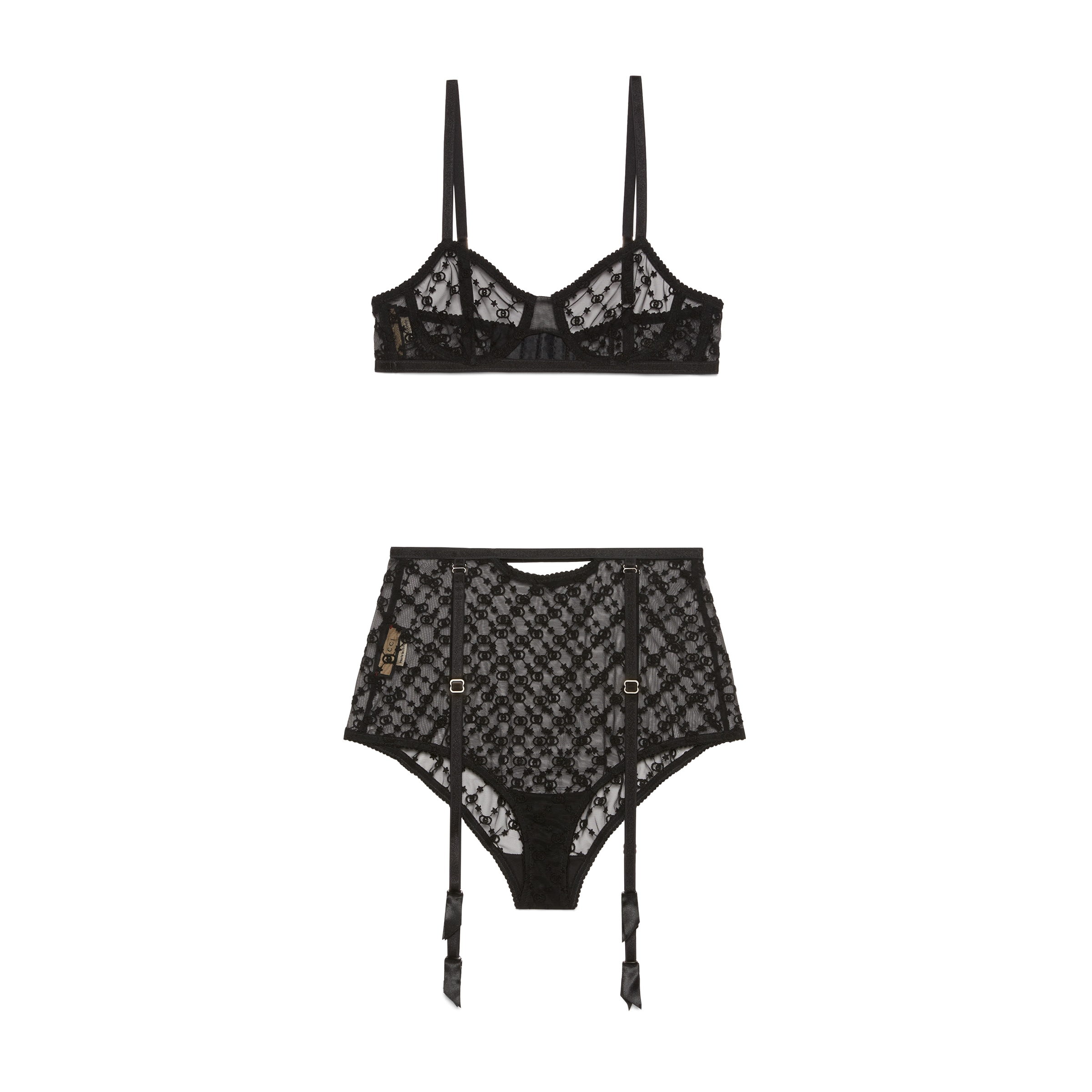 Gucci Gg Star Tulle Lingerie Set In Black ModeSens