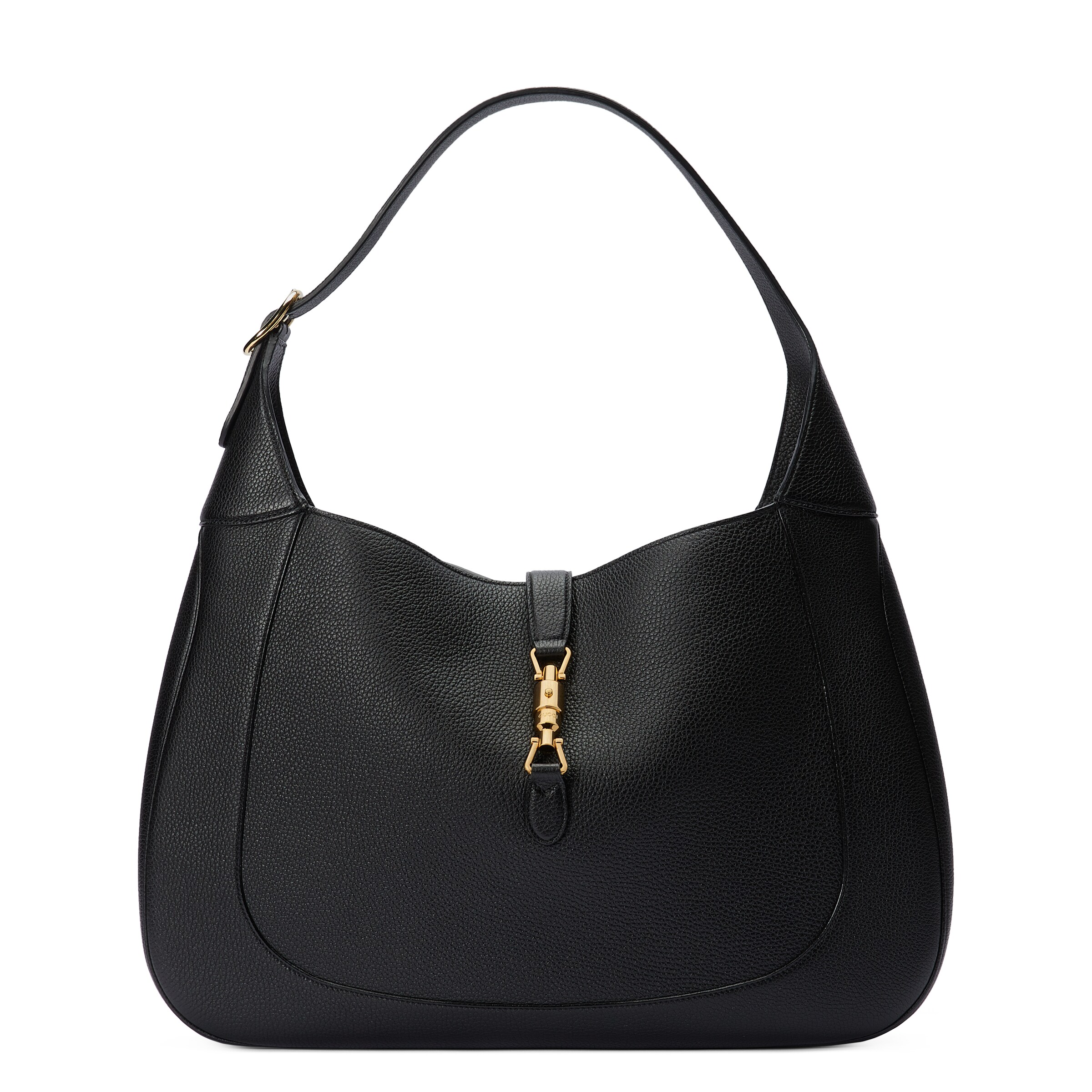 Gucci Jackie Large Natural Grain Bag In Black Modesens