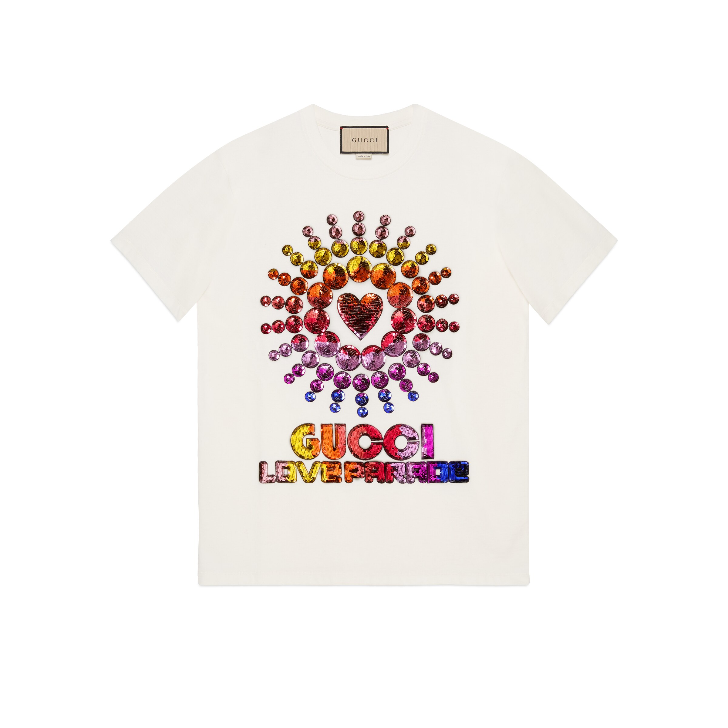 Gucci Love Parade Sequinned T-shirt In White | ModeSens