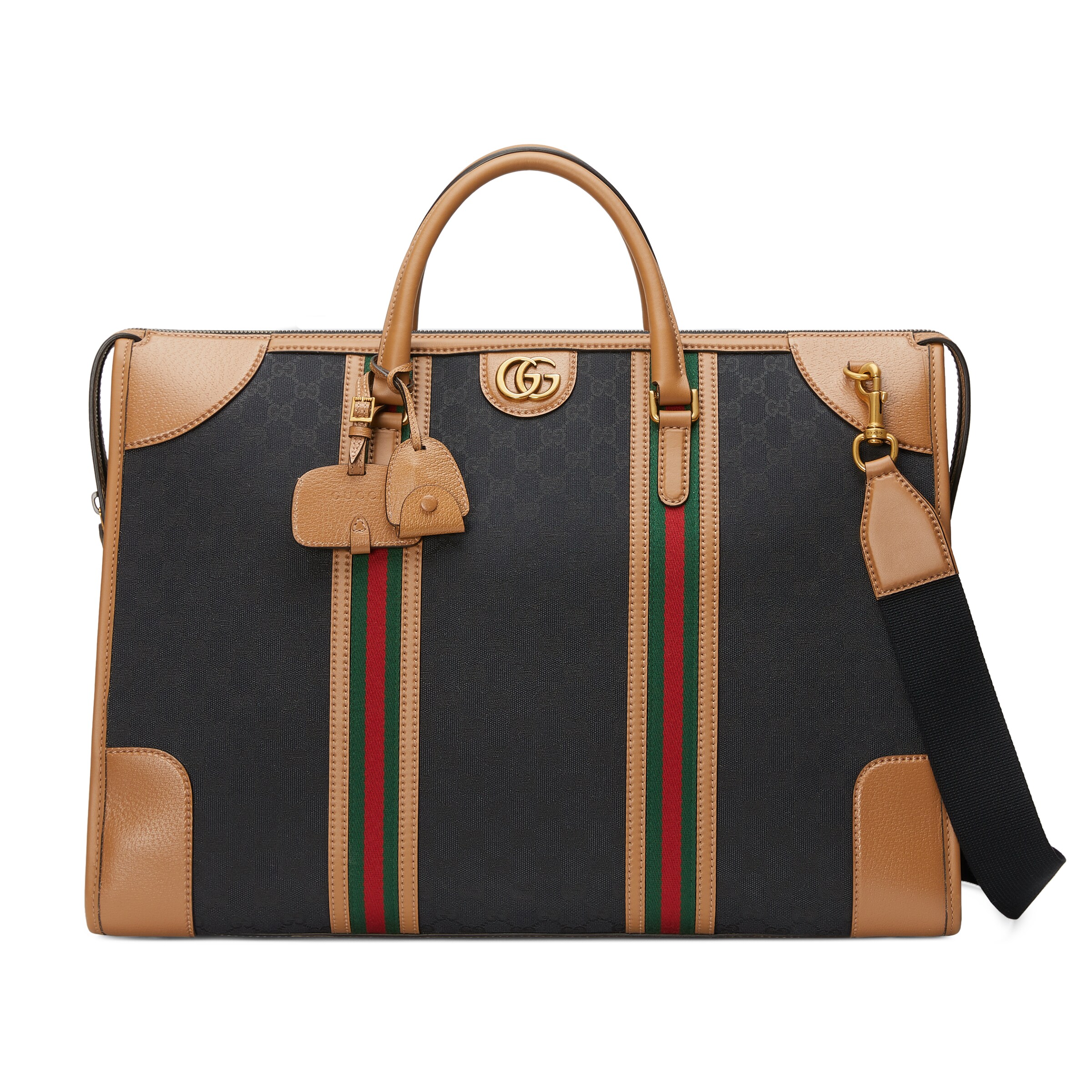 Gucci Extra Large Canvas Duffle Bag With Double G In Black