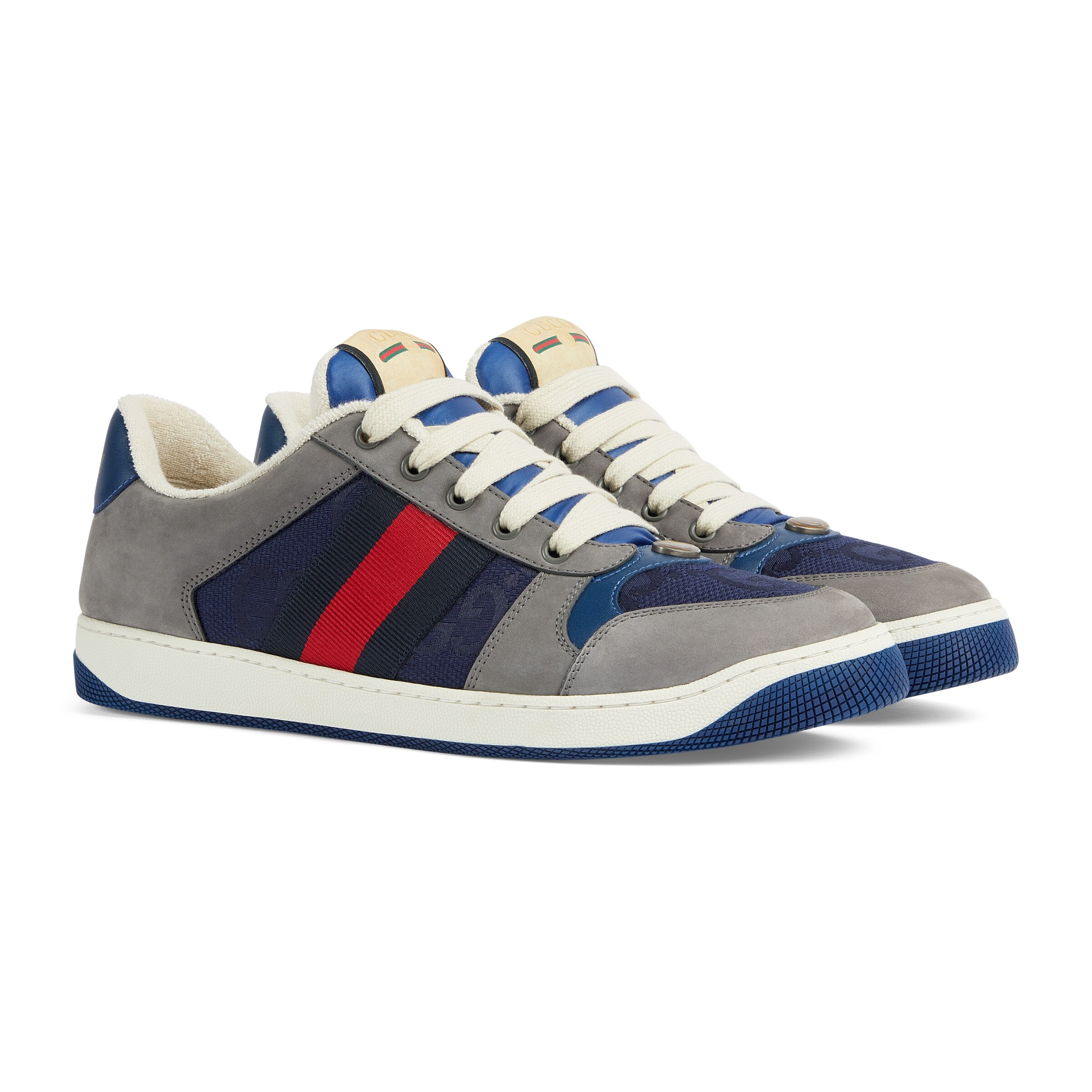 Gucci Gg Screener Leather Low-top Sneakers In Blue