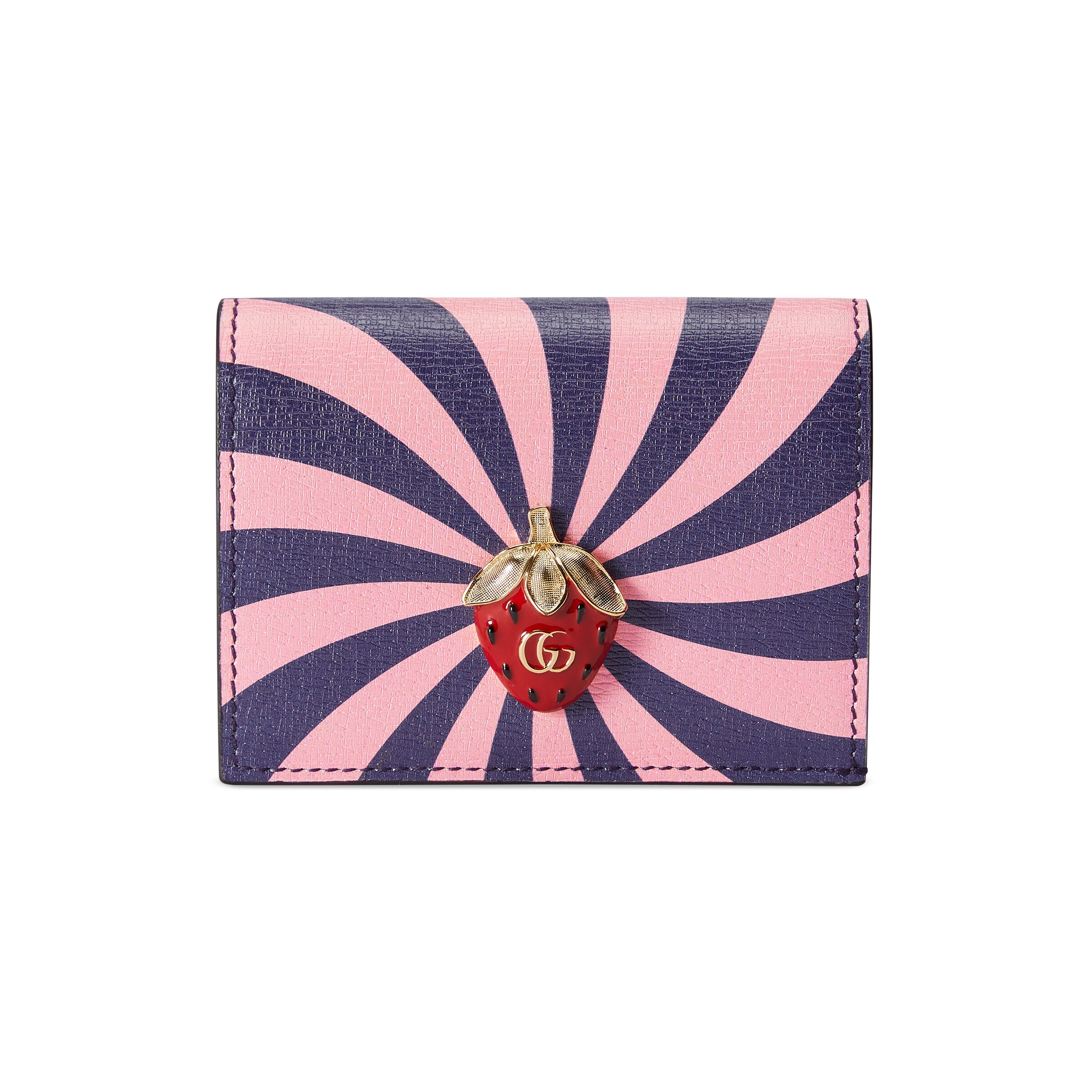GUCCI GUCCI CARD CASE WALLET WITH DOUBLE G STRAWBERRY