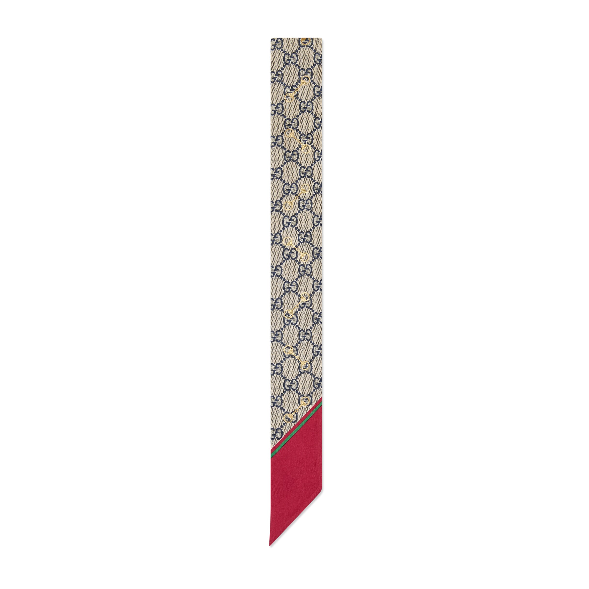 Gucci Horsebit And Gg-print Silk-faille Scarf In Beige