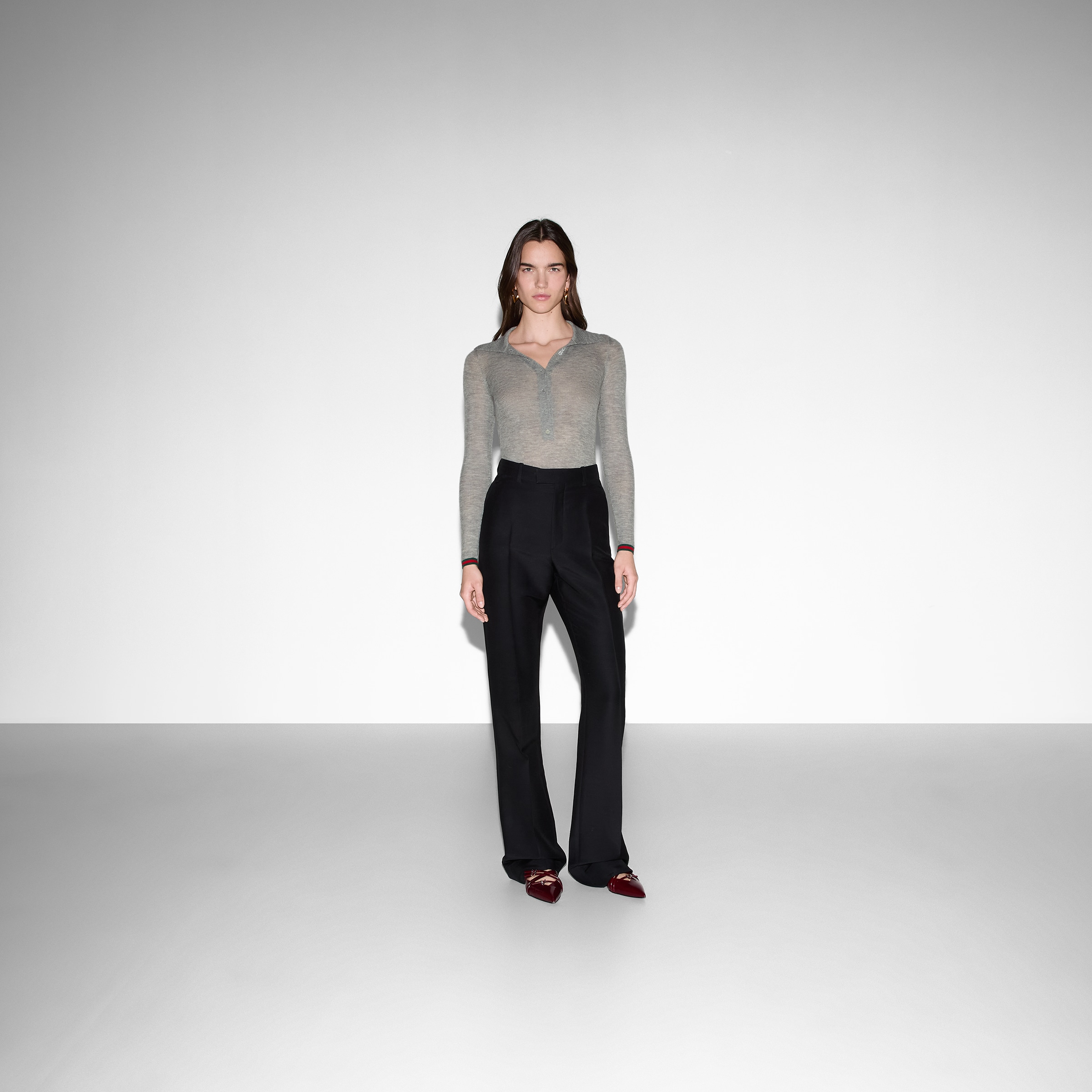 Gucci Front Slit Tailored Trousers In Black