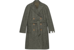 Пальто из шерсти с узором «елочка»