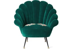 Velvet armchair with embroidered flowers