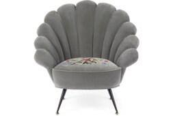 Velvet armchair with embroidered flowers
