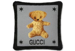 Coussin en laine avec broderie Gucci et ours