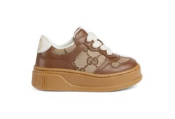 Sneaker con plateau in pelle