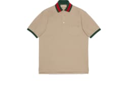 Polo en piqué de coton avec col bande Web