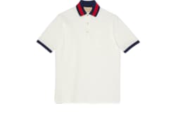 Polo in piquet di cotone con colletto Web