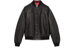 Chaqueta bomber de piel con GG en relieve