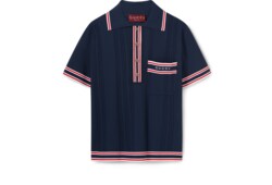 Poloshirt mit gestreiftem Besatz