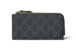 กระเป๋าใส่บัตร Dark green trim GG zip card case