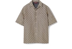 Camicia in tessuto di misto lino con motivo GG