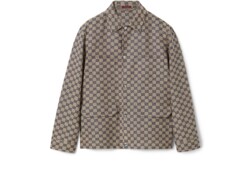 Chaqueta de lona de mezcla de lino con GG