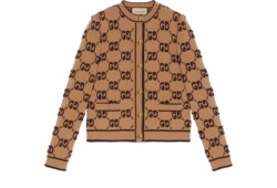 Cárdigan de jacquard rizado de lana con GG