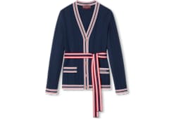 Cardigan à nouer avec finitions rayées