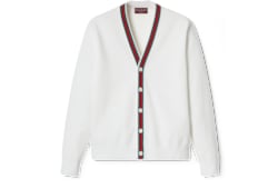 Cardigan in maglia di cotone con nastro Web