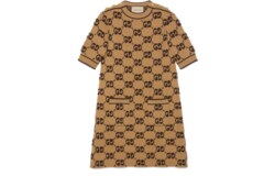 Платье из шерсти-букле с жаккардовым орнаментом GG