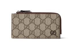 Brown trim GG zip card case