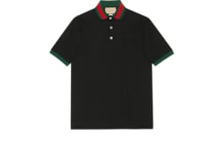 Polo in piquet di cotone con colletto Web