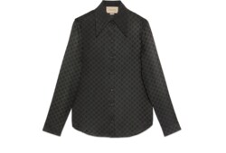 Hemdbluse aus Seiden-Crêpe mit GG