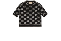 Top de jacquard de lana de rizo con GG