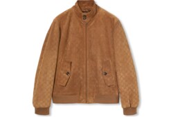 Bomber in pelle scamosciata con GG in rilievo