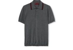 Polo en maille de laine avec bande Web