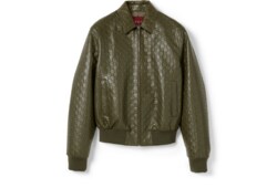 Bomber in pelle con GG in rilievo