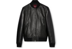 Embossed GG leather bomber jacket