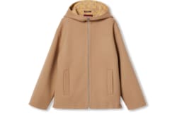 Embroidered wool and silk hooded jacket