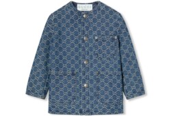 Chaqueta infantil de jacquard de denim con GG