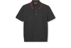 Polo de algodón y seda con tribanda Web