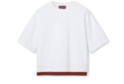 Cropped cotton jersey top with Web