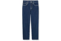 Schmale, verkürzte Hose aus Denim mit gelasertem Detail