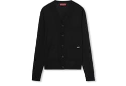 Cardigan in maglia di lana fine con intarsio