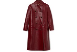 Cappotto doppiopetto in pelle lucida