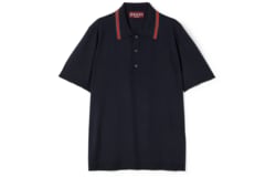 Camisa polo de punto de lana con tribanda Web