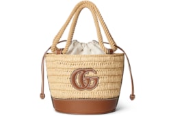 Woven mini bucket bag