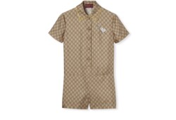 GG silk twill jumpsuit with print