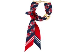 Collar de seda con cadena Marina Gucci