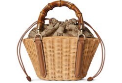 Minicesta de mano de mimbre con bambú