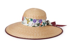 Cappello a falda larga in paglia con fiocco in seta