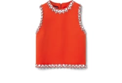 Crêpe wool silk top with embroidery