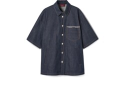 Camicia in denim cimosato di cotone con logo