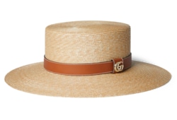 Straw hat with leather detail