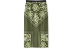 Falda de sarga de seda con estampado